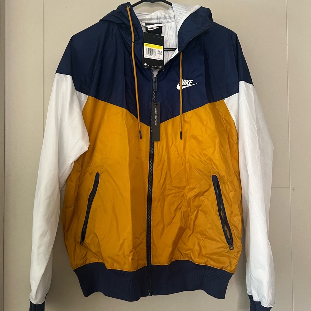 Nike Men's Windbreaker in Navy, Gold, and White